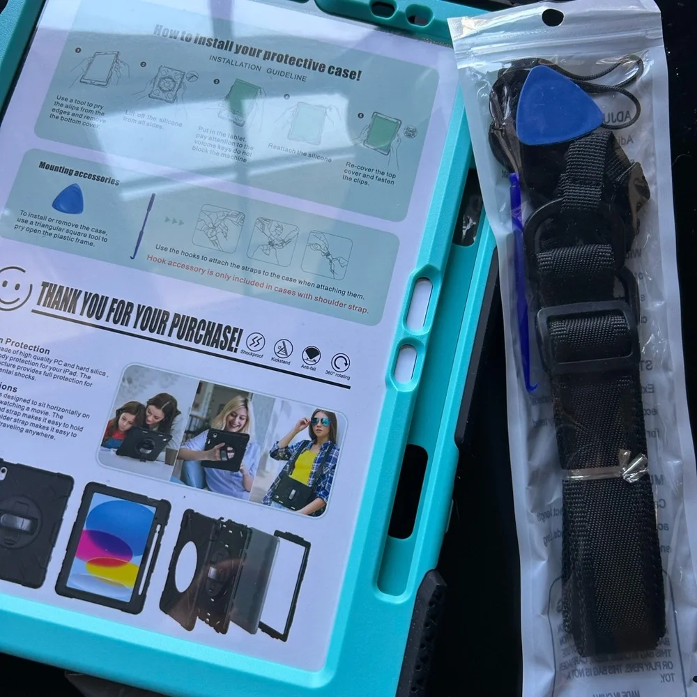 Case For IPad Pro 11 2021 Shoulder Strap Mint Green Black Silicone Cover Handle